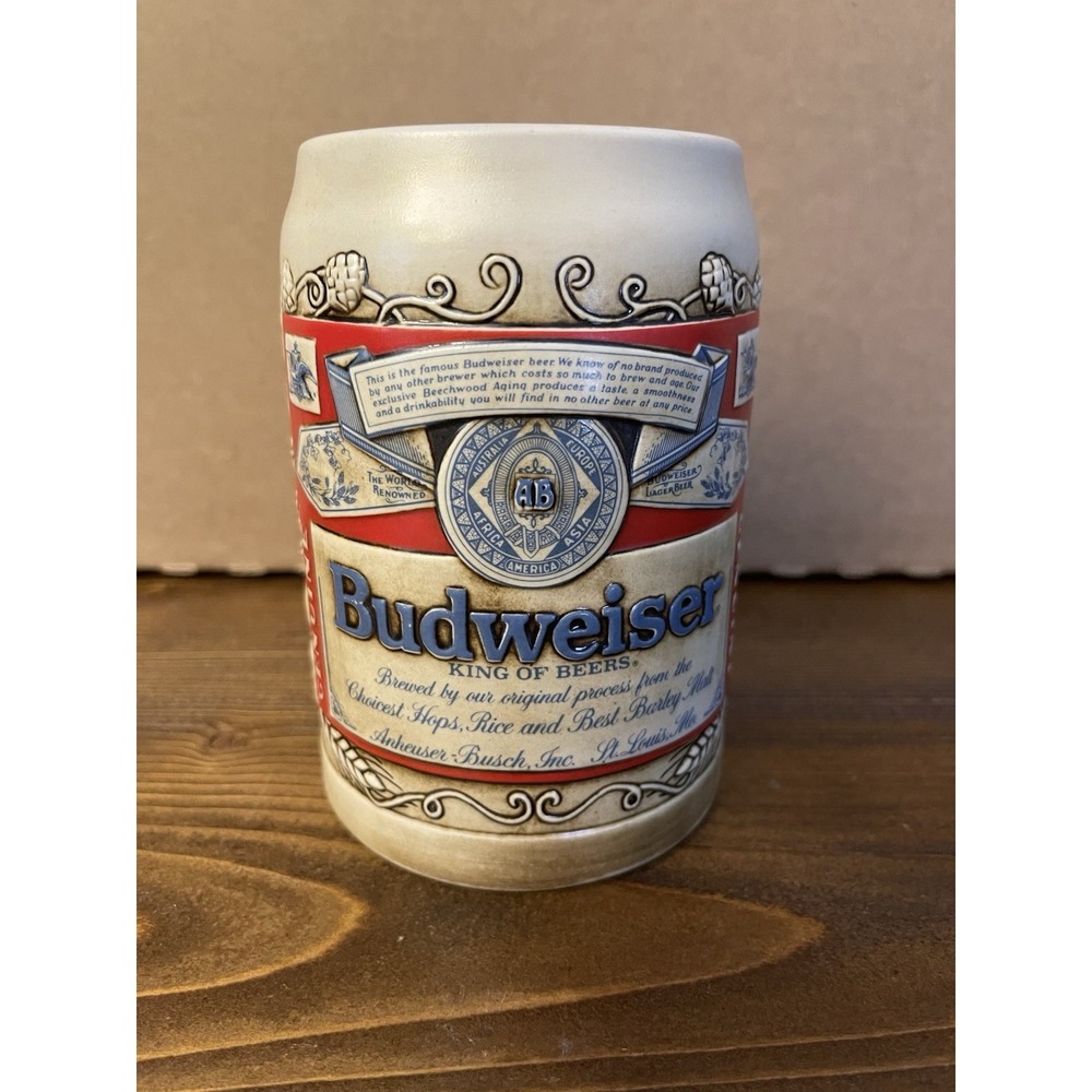 Budweiser King of Beers "Label" Ceramarte Beer Stein (Vintage 1976)